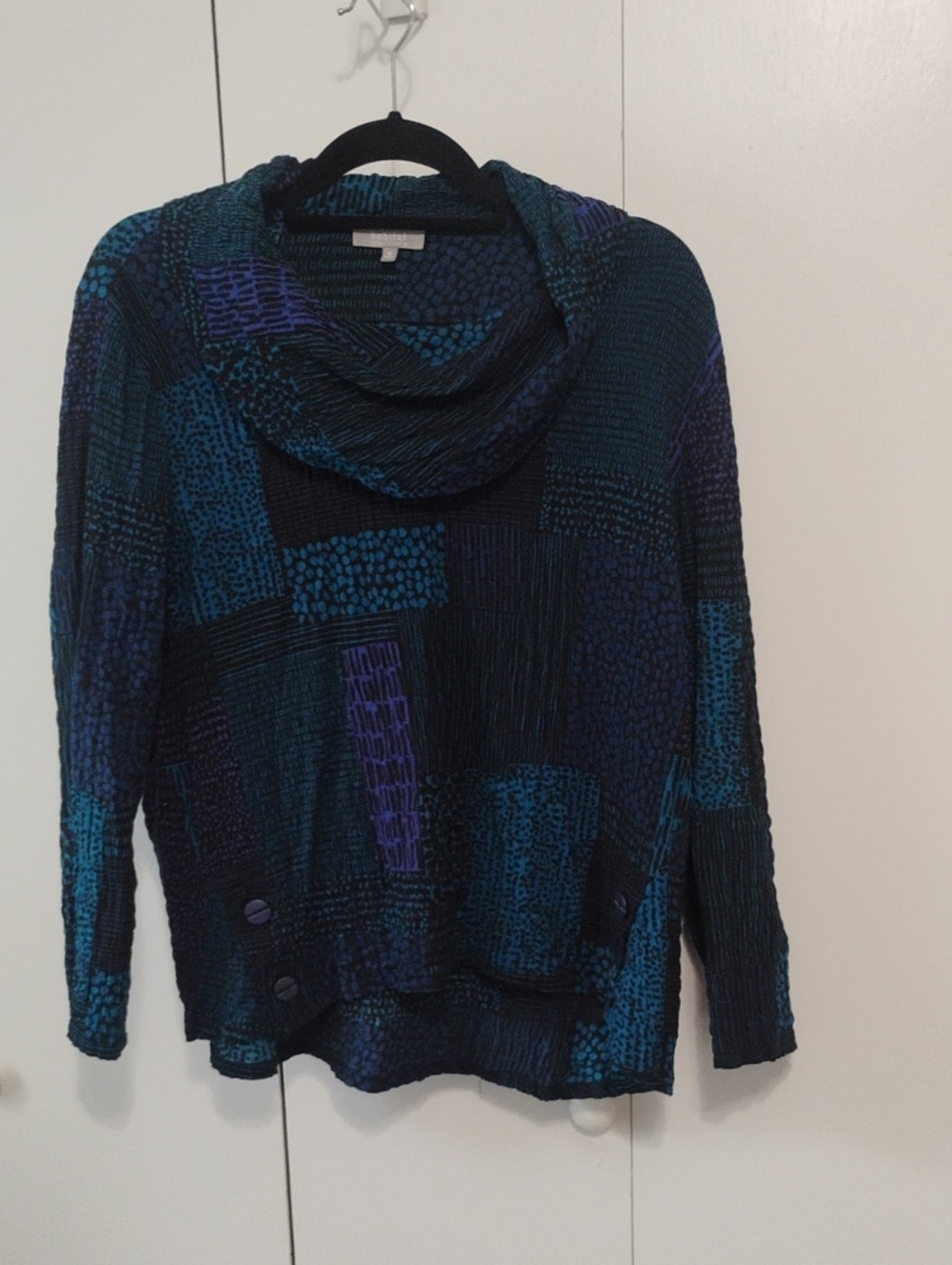 Habitat Teal & Purple Patchwork Cowl Neck Top